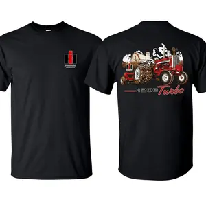 International 1206 Farmall Tractor Logo 2-Sided Men T-Shirt American Farmer Tee Farm Life Shirt Vintage Style Short Sleeve Crewneck For Him For Her