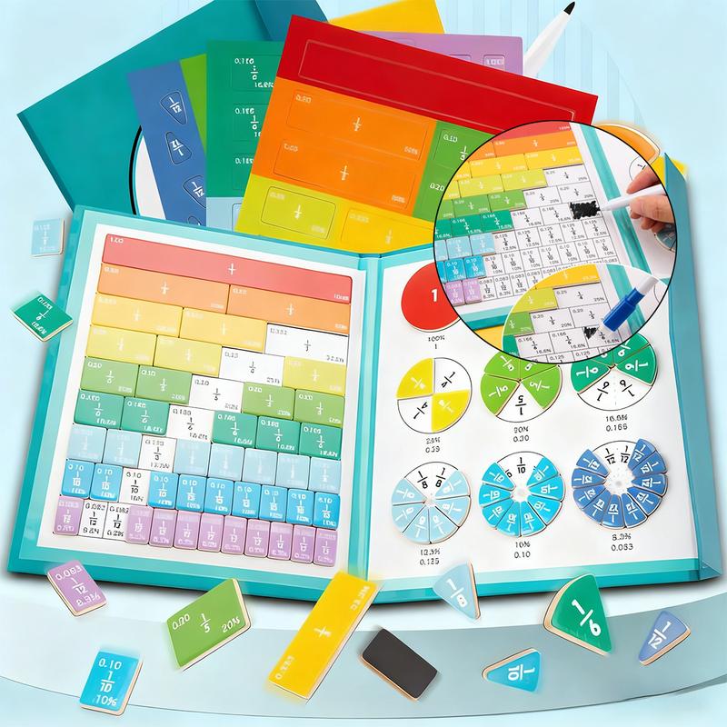 Magnetic Fraction Demonstration Book,1 Set Math Teaching Aid, Learning Toy for Gift, Mathematical Knowledge Training Toys, Interactive Game Props, Educational Material