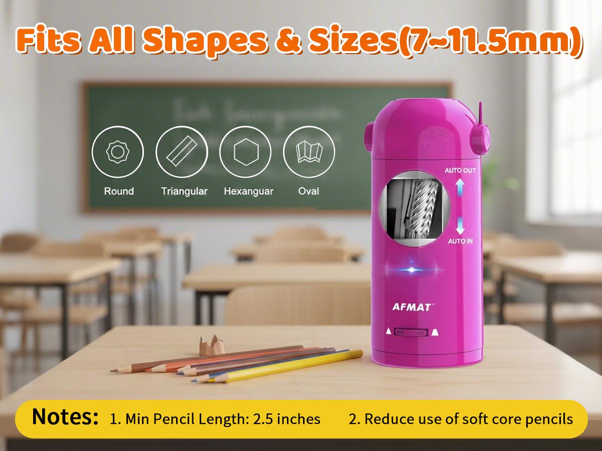 【SpringSemester】Electric Pencil Sharpener for Colored Pencils, Fully Automatic, Rechargeable, Fast Precise Sharpening, Fits 7 to 11.5mm Pencils, Ideal for Home and Classroom Office Supplies,Teacher Gift