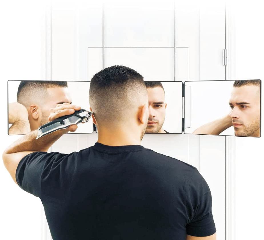 EVE 3 Way Trifold Haircut Mirror 360 Degree Mirror with Adjustable Height for Hair Cutting, Shaving, Dyeing, Styling & Makeup, Lightweight & Portable