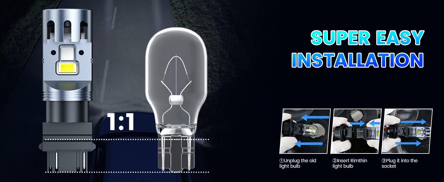 Rimthin latest CANBUS 7443 3157 LED bulbs white light anti-flicker built-in resistor error-free turn signals and daytime running lights/parking lights 2PCS