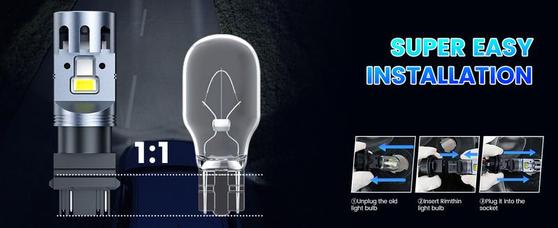 Rimthin latest CANBUS 7443 3157 LED bulbs white light anti-flicker built-in resistor error-free turn signals and daytime running lights/parking lights 2PCS