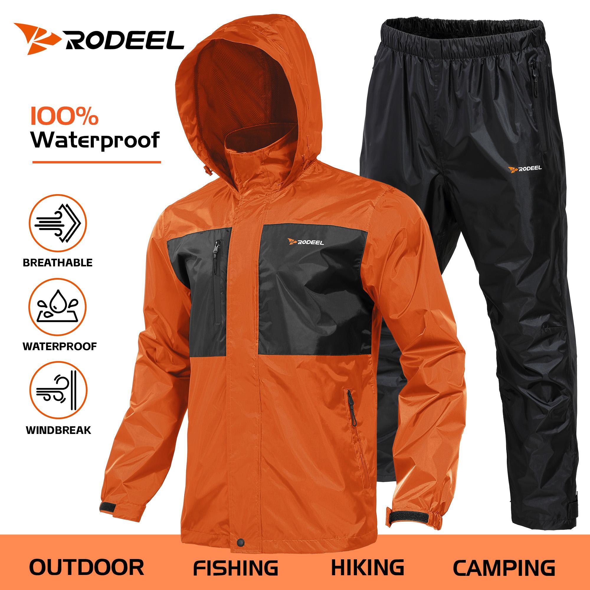 【RODEEL】702 Waterproof Jacket and Pants Set Men Lightweight Breathable Full Zip Hooded Rain Coat Durable Rain Suit Weatherproof Rainwear Windbreaker For Outdoor Sports Hiking Fishing Boating Construction Roofing Landscaping Gardening, Holiday Gift 【RODEEL】702 Waterproof Jacket and Pants Set Men Lightweight Breathable Full Zip Hooded Rain Coat Durable Rain Suit Weatherproof Rainwear Windbreaker For Outdoor Sports Hiking Fishing Boating Construction Roofing Landscaping Gardening, Holiday Gift