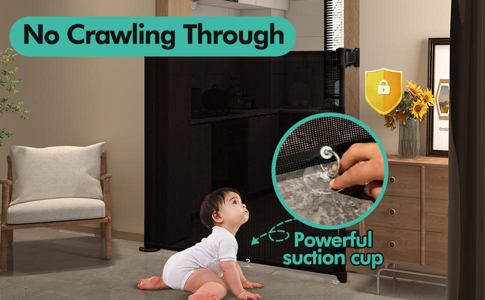 Dearlomum Retractable Baby Gate 33.1" Tall Extends up to 55"/71"/118"/168“/197” Wide Child Safety Gate for Doorways Stairs Hallways Indoor/Outdoor Grey Playpen Infant