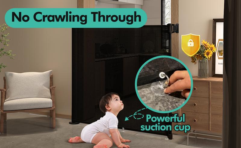 Dearlomum Retractable Baby Gate 33.1" Tall Extends up to 55"/71"/118"/168“/197” Wide Child Safety Gate for Doorways Stairs Hallways Indoor/Outdoor Grey Playpen Infant