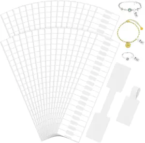 1000 Pcs Jewelry Tags, Self Adhesive Jewelry Price Tags Stickers, White Blank Rectangle Ring Tag Label for Necklace Earring Bracelet Pricing Identify Opvixi