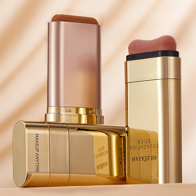 Dual-Ended Foundation Concealer Stick, Dual-ended with Built-in Brush, Makeup Anytime,Moisturizing & Lightweight