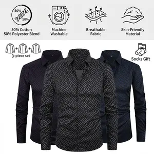 Men’s all-season outerwear and layering shirt set (3 pieces), suitable for business and everyday casual wear, featuring a smooth, breathable texture st patrick's day