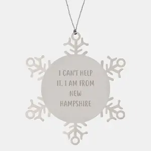 New Hampshire Snowflake Ornament Gift from Friends to Family at Christmas Time, A Funny Quote from New Hampshire Residents, Unique Personalized Gift for New Hampshire Men and Women
