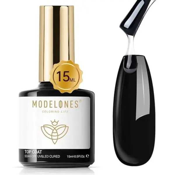 modelones Gel Top Coat, 15ml No Wipe Gel Nail High Gloss Top Coat