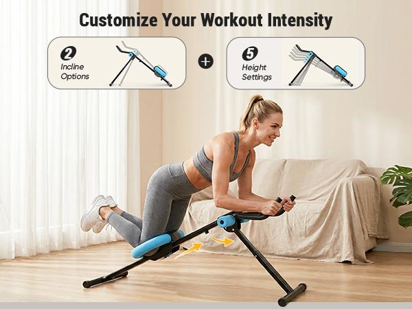 Foldable Ab Machine for Home Workouts – Adjustable Abdominal Trainer with Knee Protection, Compact Core Strengthening Equipment for Home Gym – Space-Saving Design