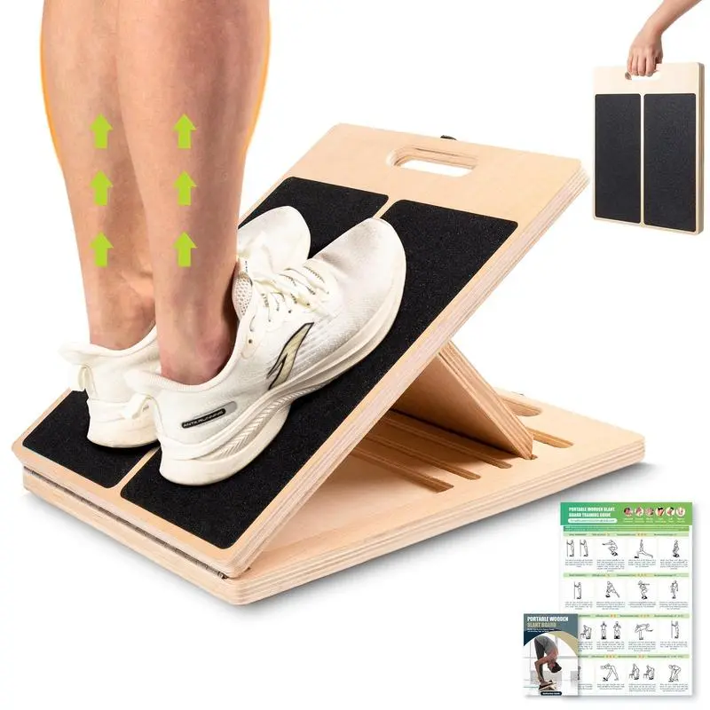 Slant Board for Calf Stretching Wooden Portable Calf Stretcher Board for Physical Support and Reducing Injury Risk Adjustable Incline Levels Anti Slip Grip Surface Foldable Exercise Equipment Foldable Workout Equipment, Adjustable Incline Boards, Exercise