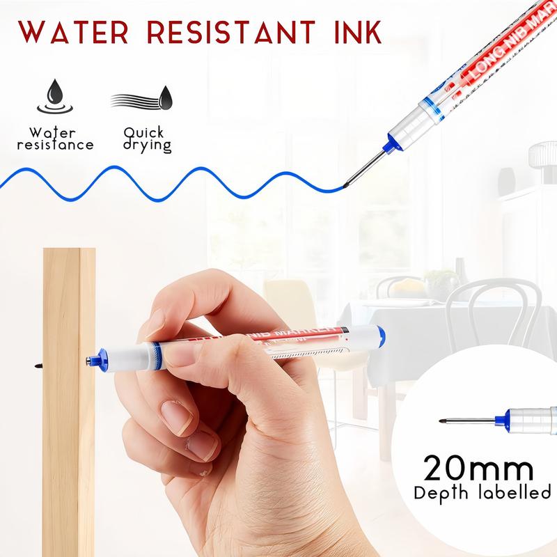 5 Counts Deep Drill Hole Long Nib Marker,20mm Tip Deep Hole Pen,For Metal Perforating PensWoodworking Marker Pen,Quick-Dry Waterproof Marker Pen,Plastic,Marking Pen for Wood,Wall,Cardboard Construction Site Pen 5 Counts Deep Drill Hole Long Nib Marker,20mm Tip Deep Hole Pen,For Metal Perforating PensWoodworking Marker Pen,Quick-Dry Waterproof Marker Pen,Plastic,Marking Pen for Wood,Wall,Cardboard Construction Site Pen