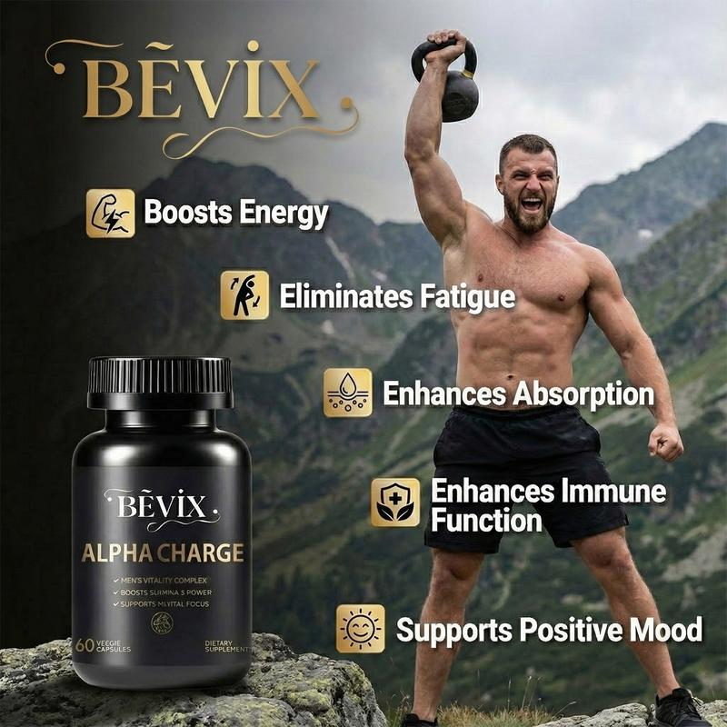 BEVIX Alpha Charge 1000 MG Premium Formula contains 12 herbal ingredients Fitness – Energy, Circulation – 60 Capsules BEVIX Alpha Charge 1000 MG Premium Formula contains 12 herbal ingredients Fitness – Energy, Circulation – 60 Capsules