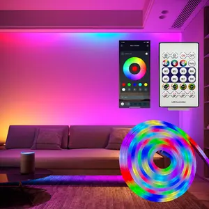 Led Strip Lights RGB Color Changing Lights Strip for Bedroom, Desk, Home Decoration, with Remote and Power Supply