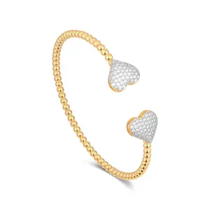 Aprilery Heart-Shaped Crystal Cuff Bracelet for Women Elegant Gold-Tone Design with Sparkling Crystals and Comfortable Adjustable Fit