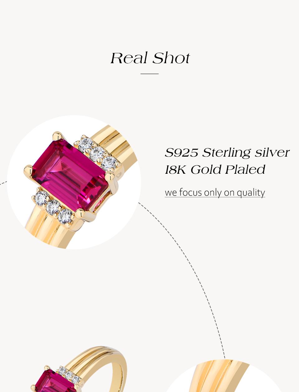 ATTAGEMS Luxury Lab-Created Ruby Moissanite Ring for Women S925 Sterling Silver GIft Birthday Party Fine Jewelry R334