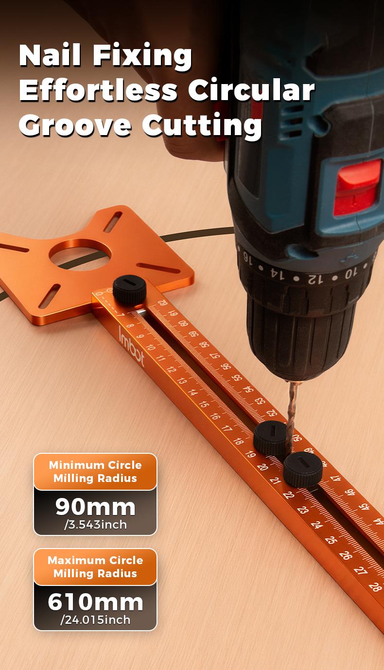 IMBOT Multi-function Router Jig – integrates milling, circle cutting, cabinet drilling, and guide functions in one aluminum alloy tool. Features adjustable radius for woodworking circle/arc cutting and precision grooving. IMBOT Multi-function Router Jig – integrates milling, circle cutting, cabinet drilling, and guide functions in one aluminum alloy tool. Features adjustable radius for woodworking circle/arc cutting and precision grooving.