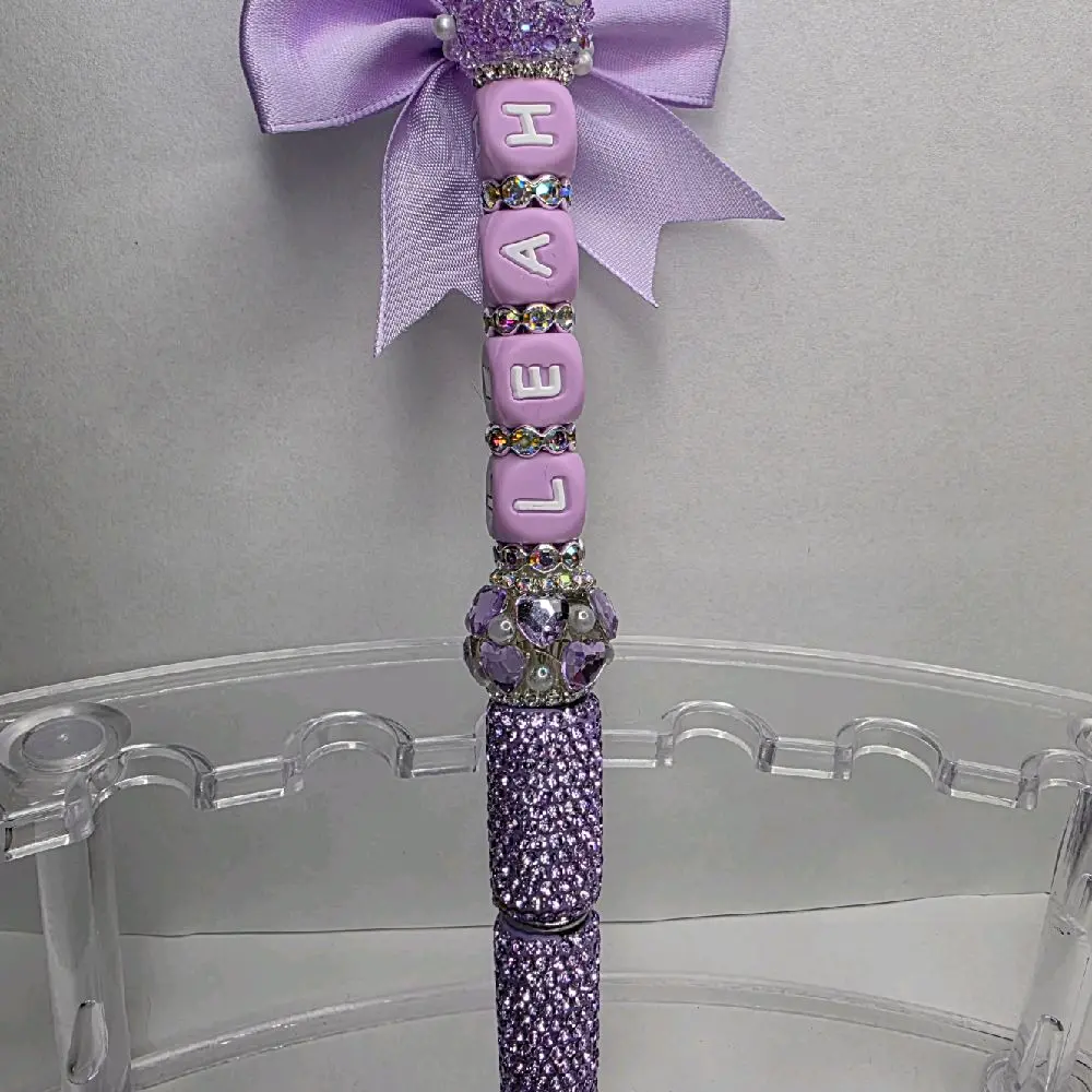 Premium Pen with Customizable Name Beads and Sparkling Purple Design for Personalized Writing