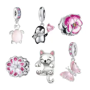 Animal & Butterfly Charms  925 Sterling Silver Cute – Cat, Turtle, Penguin & Flower Beads for Charm Bracelets