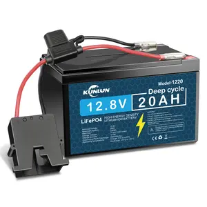 KUNLUN 12V 20Ah Lithium Battery, 5000+ Deep Cycle Rechargeable LiFePO4 Lithium Ion Phosphate Battery with BMS for Fish finder, Power Wheels, Outdoor Camping
