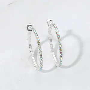 30mm Rhinestone Paved Hoop Earrings