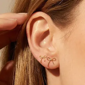CelestialbyA&J Dainty Bow Internally Threaded Flat Back Stud Earring • 16g 18g Implant Grade Titanium 5-10mm
