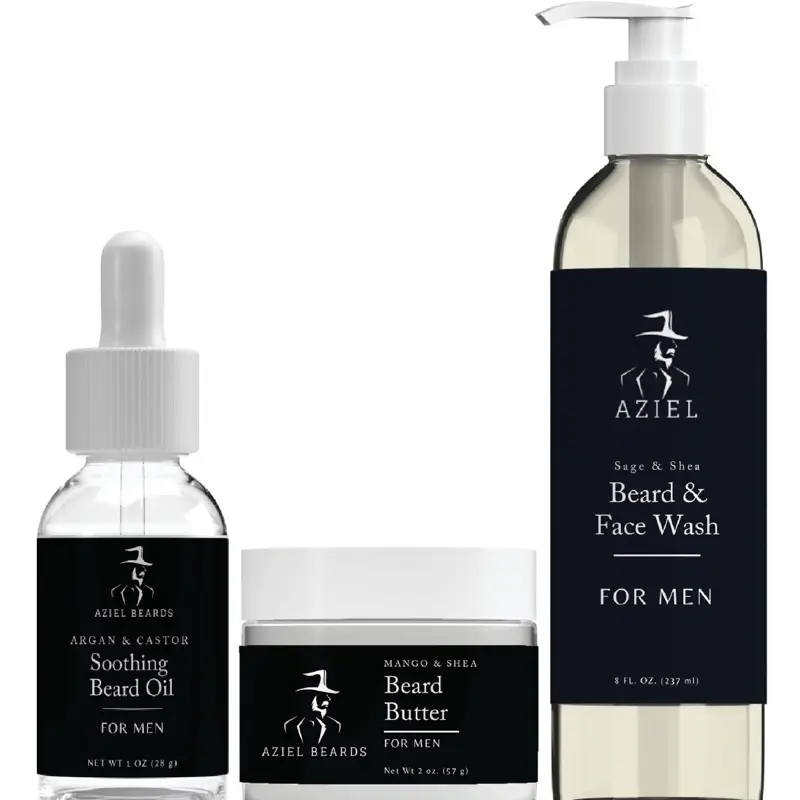 Aziel beards kit beard care products.