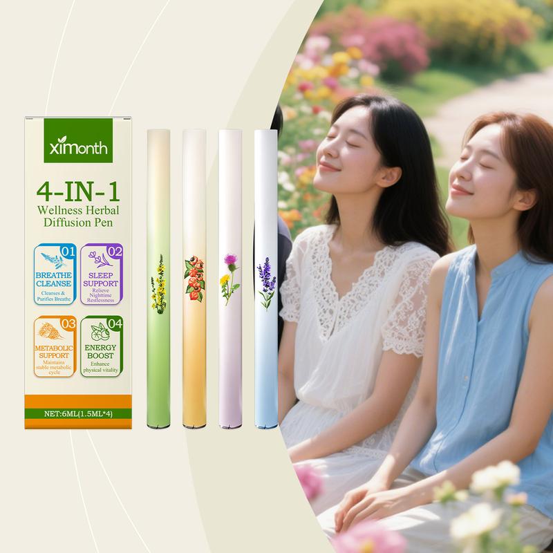 Herbal Care Stick 4 Counts/1 Set, Gentle Ingredients Nourish Comfortable Body, Four Unique Formulas, Natural Scent, Daily Breathing Regulation