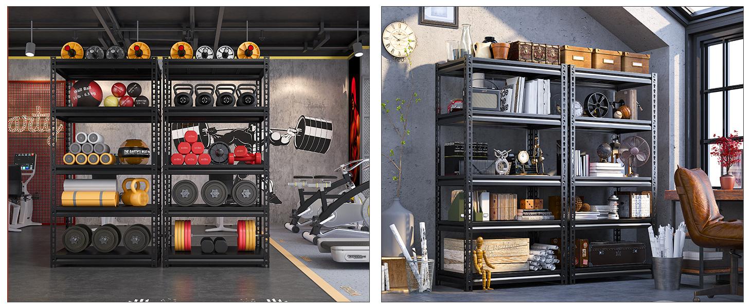 Raybee Furniture  5-Tier Metal Garage Shelving, Loading 2000-2500LBS, 72" Adjustable Heavy Duty Shelves for Storage Garage Shelf Industrial Shelving