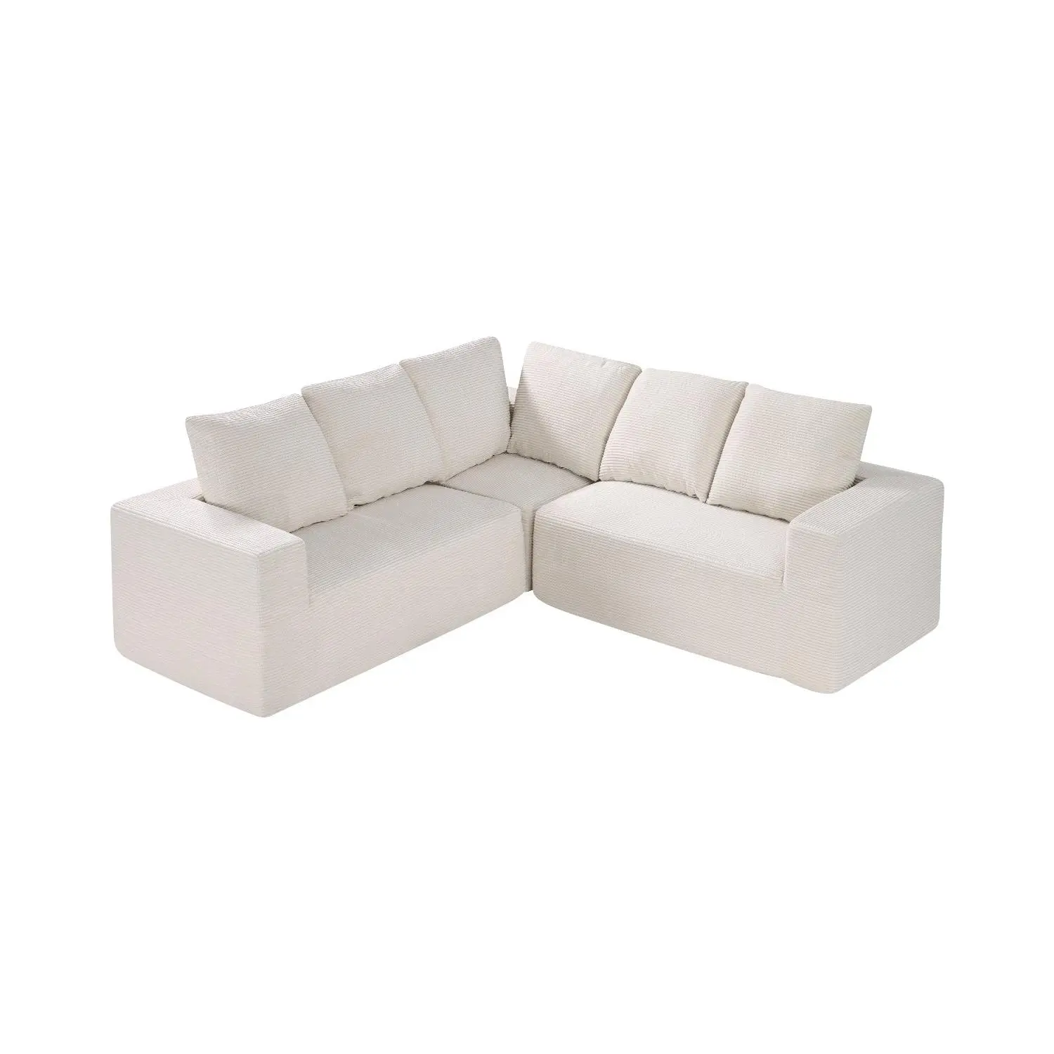 VEVOR Customizable L-Shaped Modular Sectional Sofa, Extra-Wide Deep Seat Corduroy Couch with High Rebound Foam Sponge, 1200 lbs Capacity, 82.7x82.7x22.4 in, Fully Assembled Upholstered Cushions, Durable for Living Room, Bedroom, Beige, Durable Packaging,,