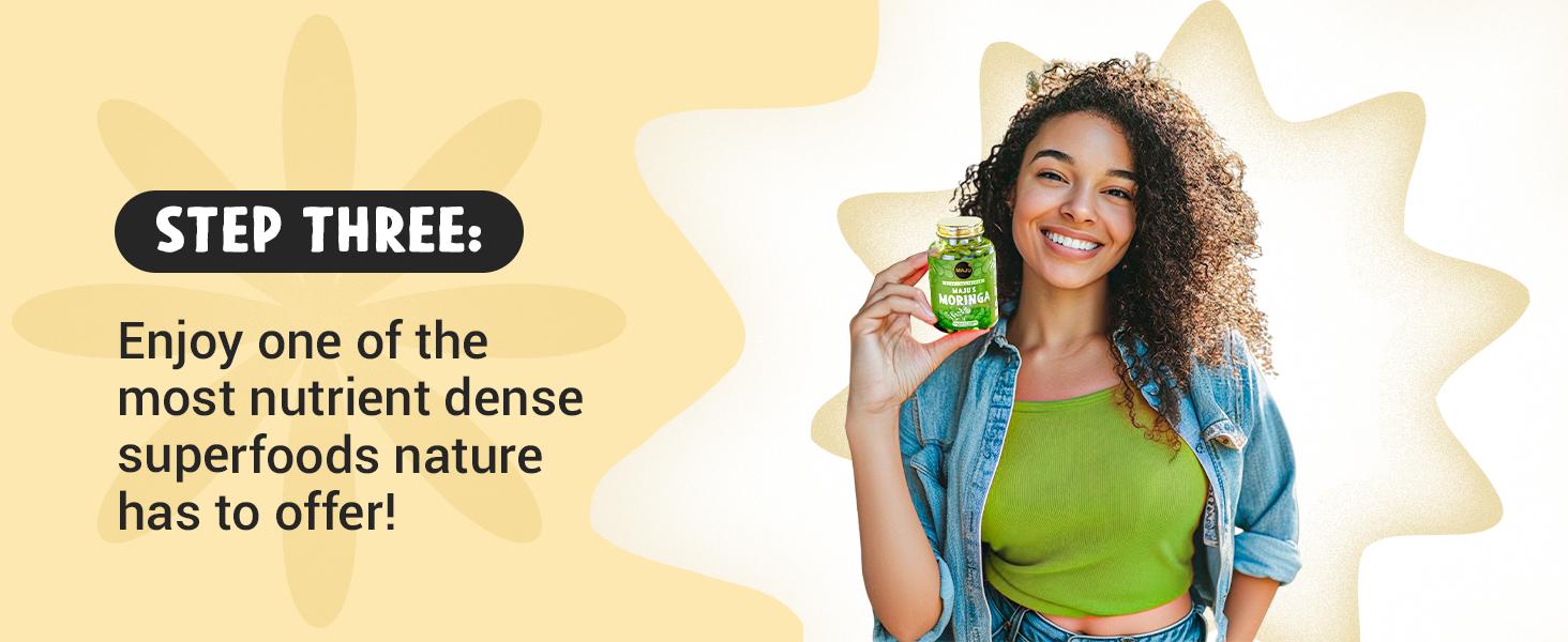 MAJU Moringa Capsules (90ct) - Organic, Non-GMO, Raw, Leaves Hand Picked from the Drumstick Tree and Shade-Dried, Natural Healthcare Dietary Fitness Antioxidant Rich Supplement High Potency Supplement