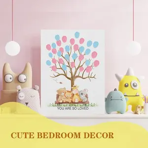 Cute Animals Baby Shower Fingerprint Tree, Funny Guest Book Party Game for Baby Shower, Baby Shower Party GuestBook Ideas, Gender Reveal Keepsake, Special Meaningful Canvas Decoration