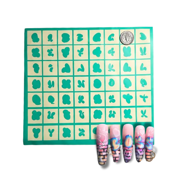 Bubble Letter Airbrush Nail  Stencils