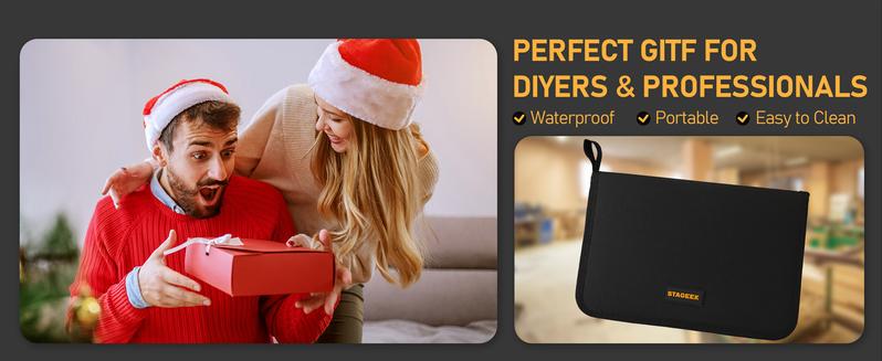 STAGEEK 34 Pack Carpenter Pencil Set with Sharpener, Mechanical Carpenter Pencils with Deep Hole Long-Nib Marker Pens, Automatic Center Punch,Carbide Scribe Tool & Construction Pencils for Architect Woodworking with Case(Red, Black, Yellow, Blue)