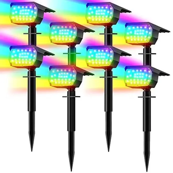 WELALO Solar Spot Lights Outdoor Color Changing, [7 Modes/8 Pack] Christmas Landscape Spotlights, Solar Lights Outdoor Waterproof, Solar Powered Flood Lights for Outside Yard Garden Pathway, Fence, Shrubs, Water Resistant