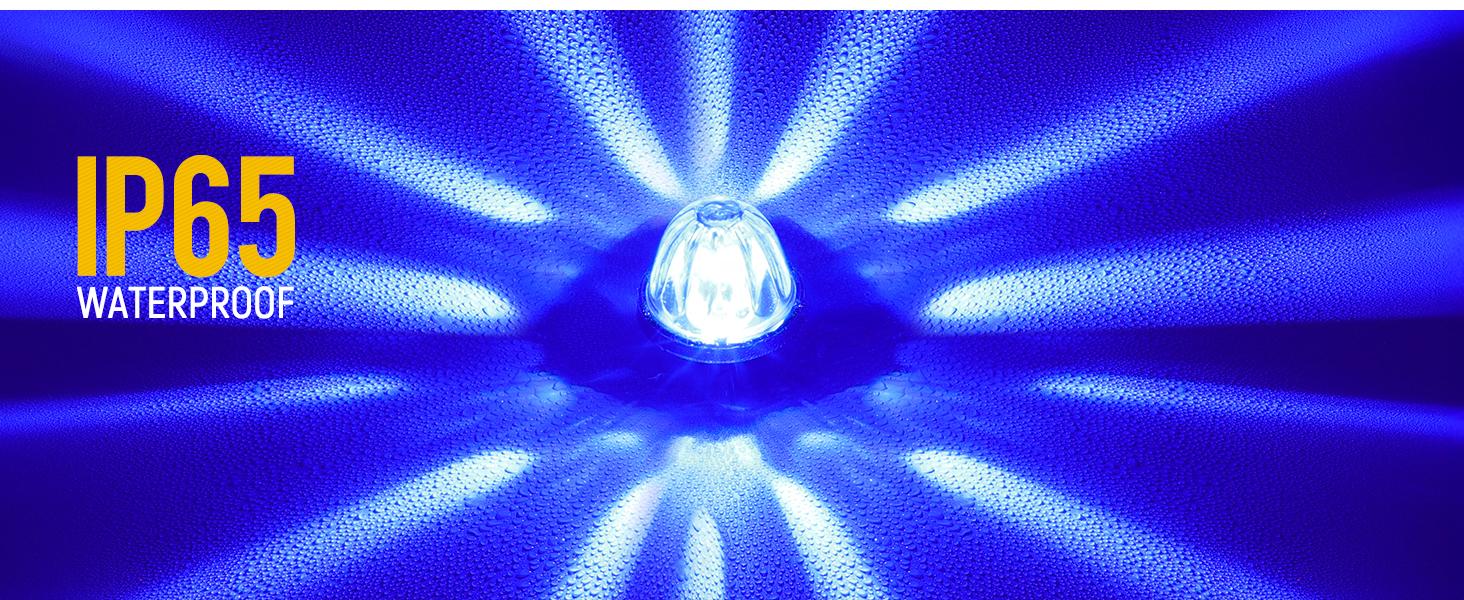 Partsam Dual Color Glass Watermelon Lights with Stainless Steel Bezel, Amber/Blue LED Watermelon Turn Signal Marker Lights for Kenworth Peterbilt 2Pcs