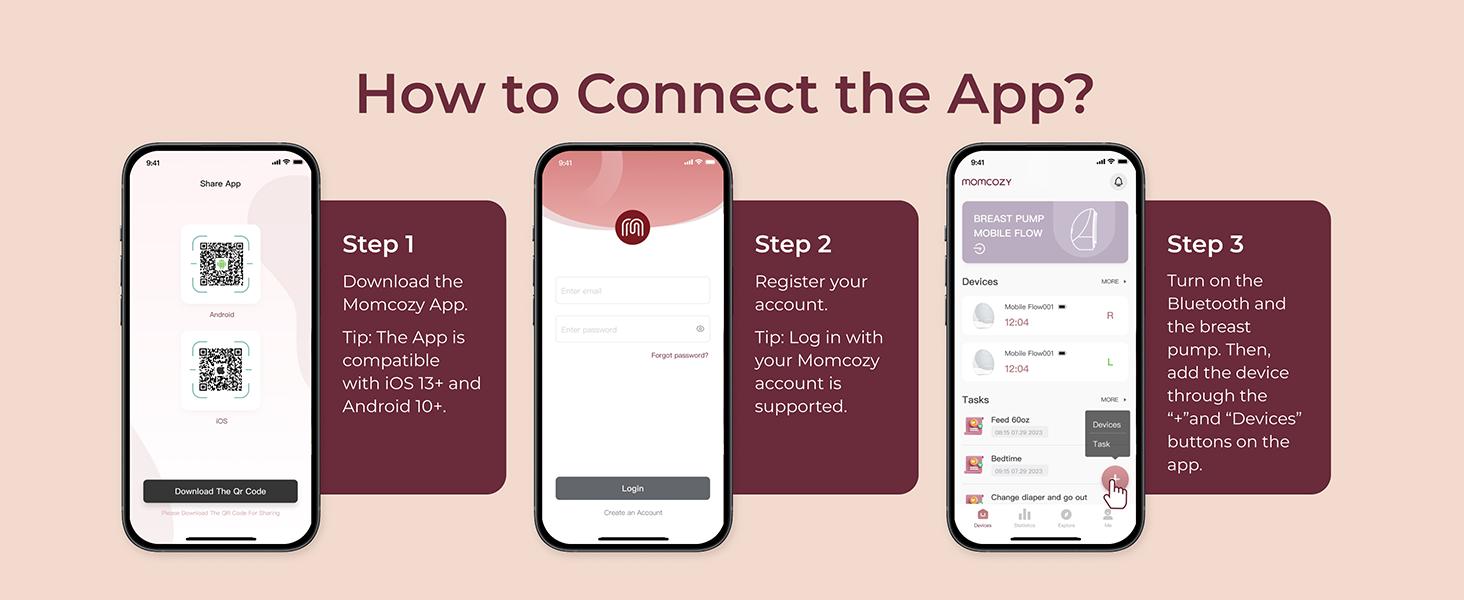 Momcozy  Breast Pump Hands Free Upgraded Mobile Flow | M9, App Discreet Control with Personalized Multi-Modes & 15 Levels, Wearable Breast Pump 24mm, 2 Pack Cozy Red
