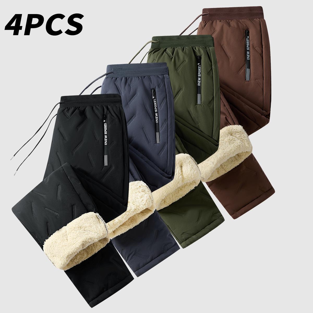 Men’s Warm Thermal Winter Snow Pants Ideal for Workouts & Outdoor Activities Machine Sweatpants Men Perfect for Extreme Cold Weather Layered Solid Color Design Regular Fit Menswear Top Stylish Trousers Men’s Casual Plain drawstring waistband