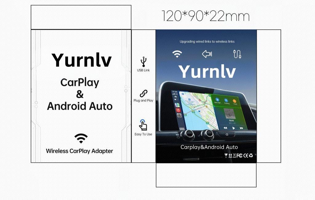 Apple 2 in 1 Wireless CarPlay Adapter for Apple & Android, Automotive Bluetooth Compact Dongle, Convert Wired to Wireless