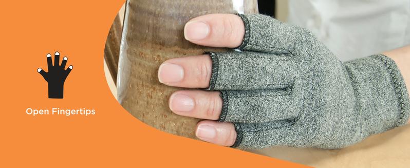 BrownMed IMAK Arthritis Gloves - Open Fingertips, Mild Pressure for Warmth and Circulation