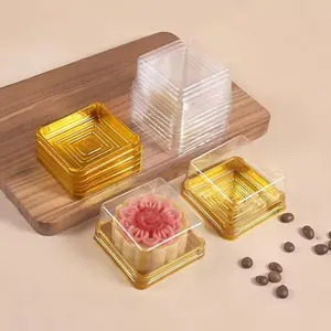 150/100Pcs Gold Cake Pans, Bottom 3 Inch X Height 1-1/2 Inch Of Clear Plastic Mini Cake Box Muffins Box Cookies Box Wedding Birthday Gift Box - Home Improvement.