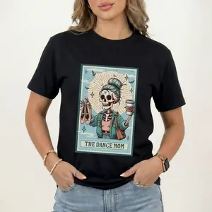 Dance Mom Tarot Card T-Shirt, Funny Dancer Mom Graphic Tee, Cute Mother’s Day Shirt for Women, Trendy Mama Gift