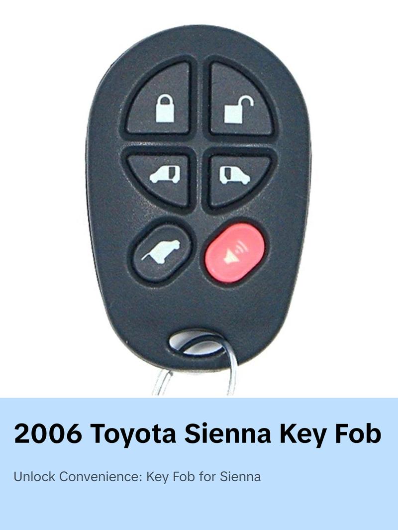 2006 Toyota Sienna Keyless Entry 6B Fob FCC# GQ43VT20T