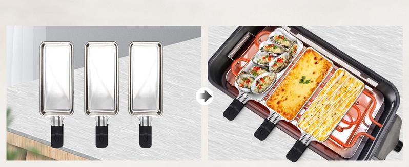 pukomc Indoor Smokeless Grill, Non-Stick Removable Grill Pan, Portable Electric Grill with Temperature Control, Fast Heat Up, Easy to Clean