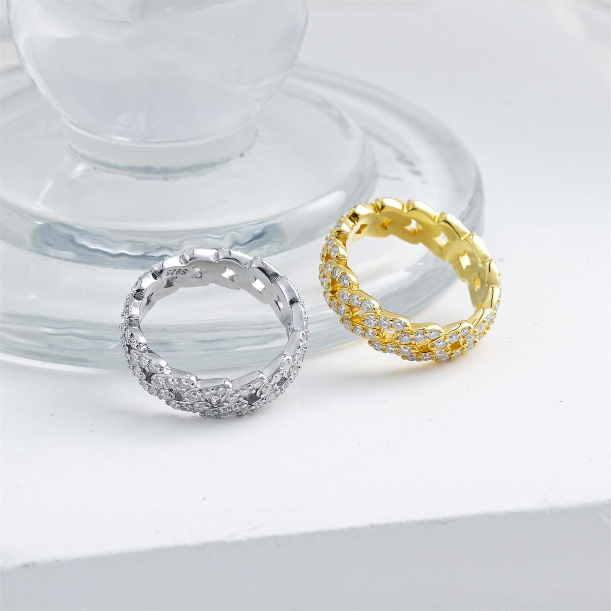 Delzzad 14K Gold-Plated 1.4ct Round Cuban Ring Synthetic Moissanite S925 Unisex Ring Perfect for Any Occasion & Everyday Wear Birthday Anniversary Valentine's Day Christmas Gift for Men Women