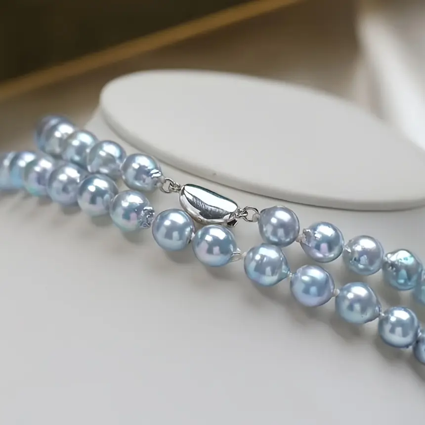 Artificial Pearl Necklace, Elegant Blue Simulated Saltwater Chain Jewelry Necklaces, Colorful Sea-Themed Bohemian Vacation Accessory, Versatile All-Season Piece for Daily Casual Use & Meaningful Gifts, Beach, Colorful Sea-Themed Necklaces