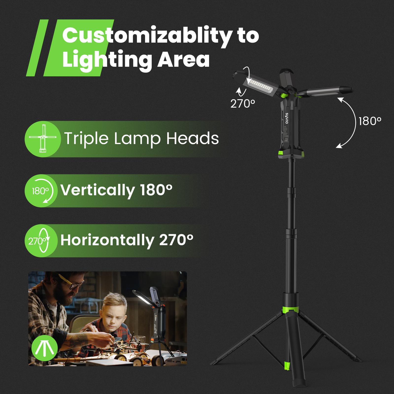 【3-OFF】GoGonova Rechargeable 3in1 Camping Light with Stand, Hanging, Removable Magnetic Head, 67" Portable Cordless, 8AH Battery, 700/1200/2200 Lumen, 4000/6500K Dimmable, Detachable Tripod Adjustable Flashlight for Outdoor, Emergency, Camping, Fishing