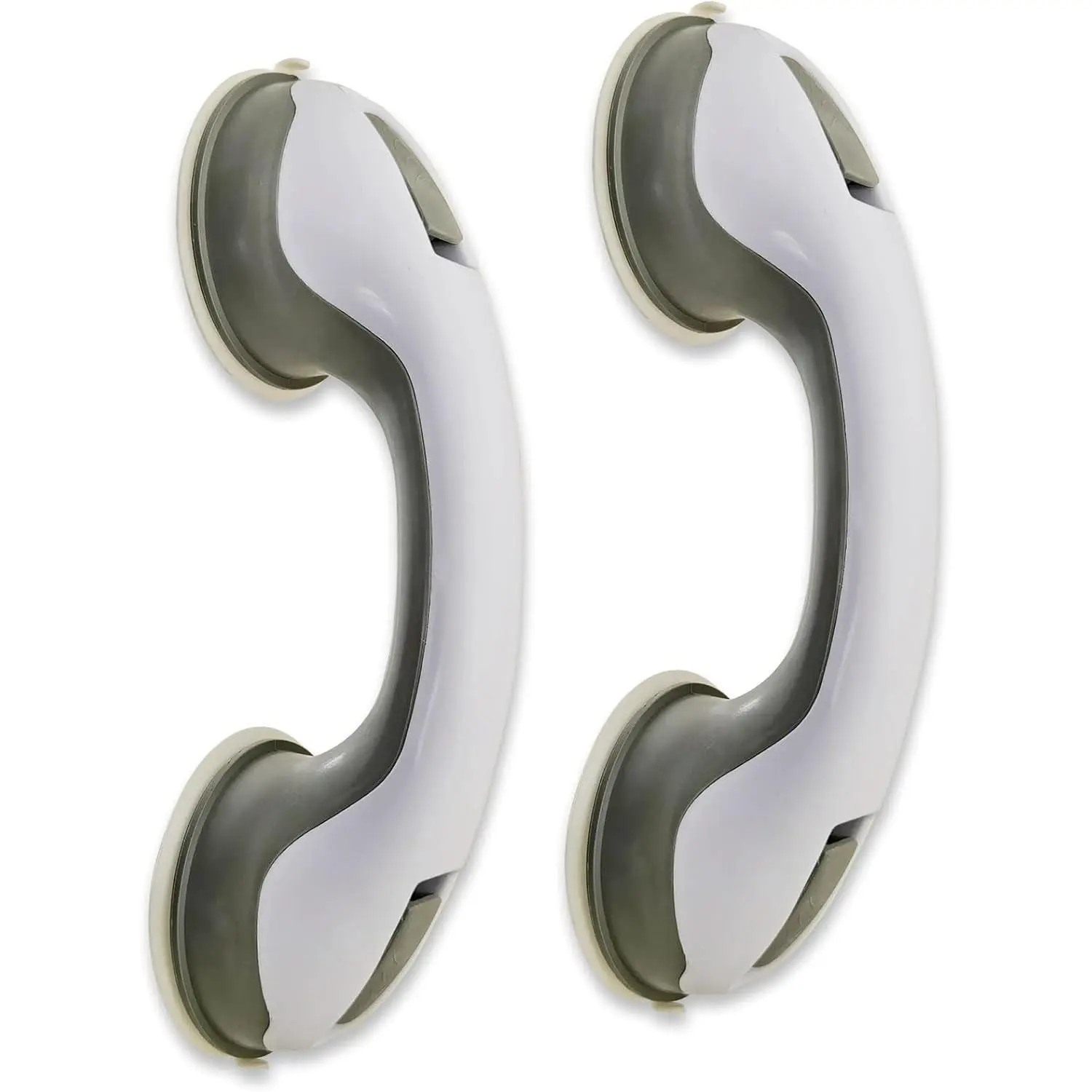 2 Pack Grab Bars for Shower and Bathtub - Heavy Duty Suction Shower Grab Bar for Seniors & Elderly - 12 Inch Suction Cup Safety Handle Removable Bath Handrails (No Drill Bathroom Safety Bars), Grey