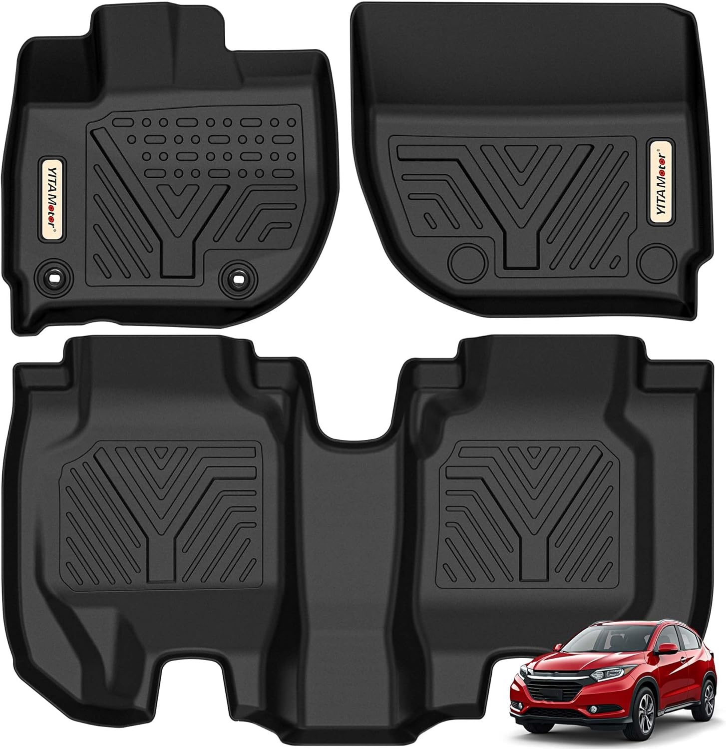 YITAMOTOR Floor Mats Compatible with 2016-2022 Honda HR-V, Custom Fit Black TPE Floor Liners,1st & 2nd Row YITAMOTOR Floor Mats Compatible with 2016-2022 Honda HR-V, Custom Fit Black TPE Floor Liners,1st & 2nd Row